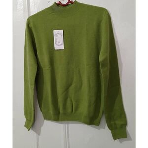 Luiza vera womens small 100% merino wool sage green mockneck sweater